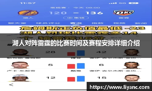 湖人对阵雷霆的比赛时间及赛程安排详细介绍
